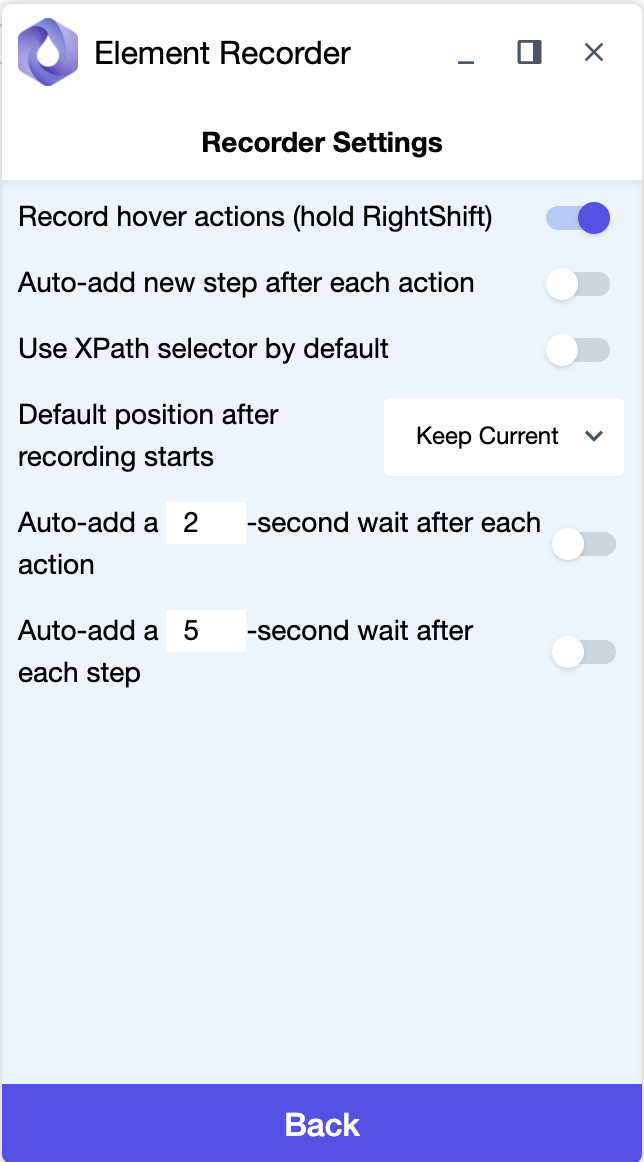 recorder settings